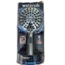Waterpik Power Spray+ 6-Spray Handheld Shower Head in Chrome with 8 ft Hose