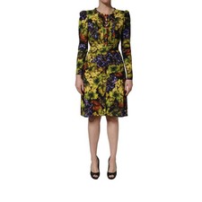 DOLCE & GABBANA Dress Multicolor Grape Print LongSleeve Midi IT38/US4/XS 2480usd