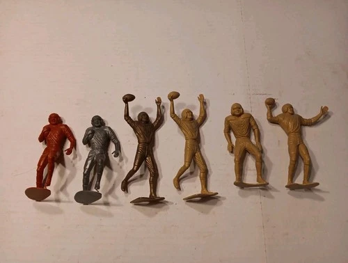 Vintage 1960s, Marx, 6" Tall Plastic Football Players/Figures, Lot Of 6