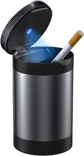 Auto Car Ashtray Cigarette Cup Ash Holder LED Light with Lid Portable Detachable