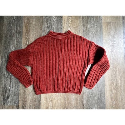 Universal Thread Ribbed Mock Neck Sweater Women Small Rust Orange Shaker Knit