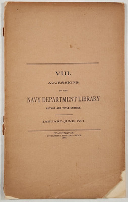 1901 Accessions Navy Department Library Author Title Entries Index Bibliography