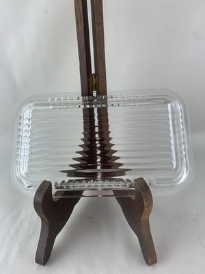 Pasabahce Clear Ribbed Refrigerator Glass Dish LID ONLY 6 x4  Very Nice