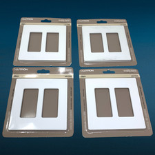 Lot 4 x Lutron Claro 2-Gang Wallplates White Screwless Decorator Switch Covers