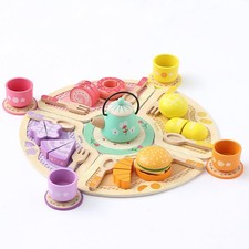 Tea Party Set Toy for Girl 3 4 5 Years Old, Wooden Pretend Play Kitchen Toy F...