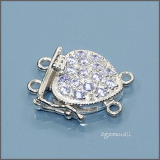 Fine Sterling Silver 2-strand Pearl Heart Box Clasp with CZ Lavender #51493