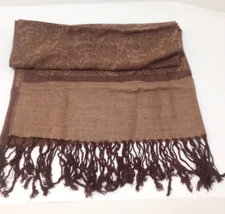 JNS Viscose Blend Brown Paisley Tapestry Prink Scarf