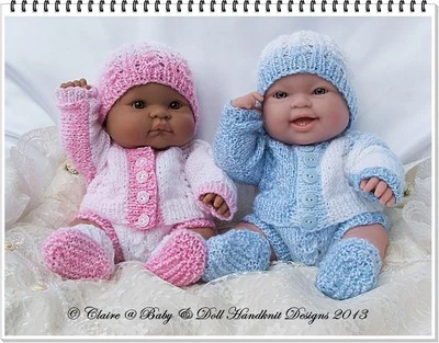 CLAIRE'S BABY & DOLL HANDKNIT DESIGNS BABYDOLL HANDKNIT DESIGNS KNITTING PATTERN LL6 14" LOTS TO LOVE BERENGUER DOLL