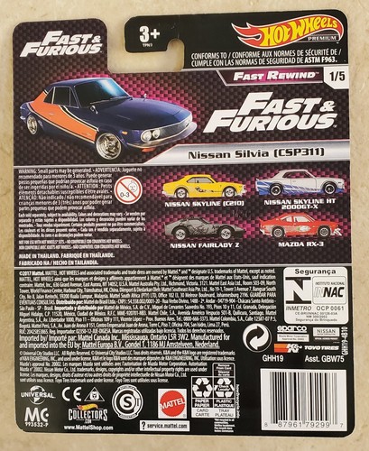 Hot Wheels Premium Fast & Furious Fast Rewind 5/5 Nissan Silvia (CSP311) - Picture 2 of 2
