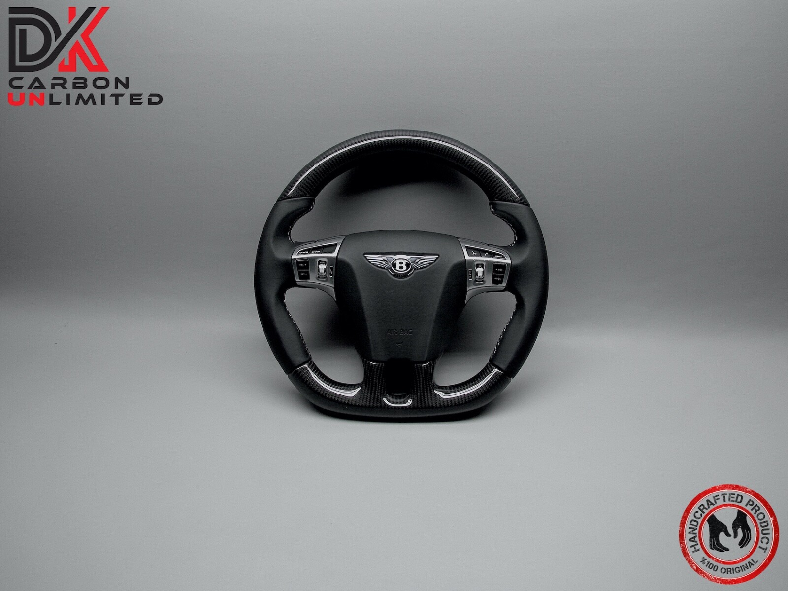 Bentley Continental GT Flying Spur 5mm White Ring Napa Carbon Steering Wheel v1