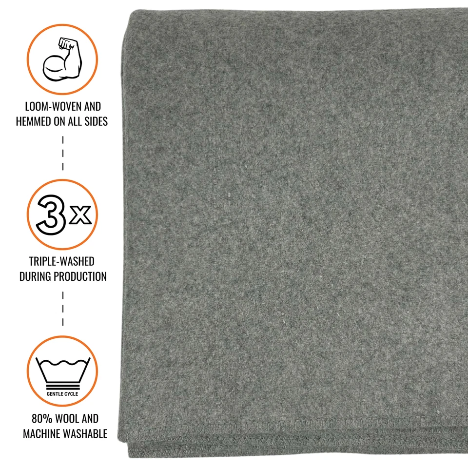 Manta de lana Arcturus - 4,5 libras, cálida, lavable, 64" x 88" (gris piedra) Foto 2 de 4