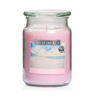 Wickford & Co Glaskerzen 18oz groß Blush Beaches Duftkerze, 95h Brenndauer