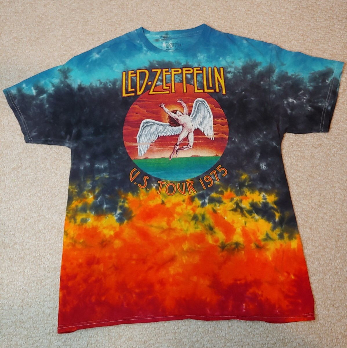 LED ZEPPELIN US Tour 1975 TShirt Tie Dye Size L Gem