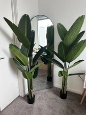 Set of 2 Fake Plants 5 Feet Tall Artificial Fern Trees Bird of Paradise NEW!