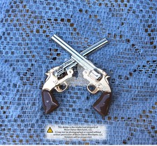 Western Cowboy Tack Set 6 Crossed Colt Schofield Revolver Pistols 1 1/2" Conchos