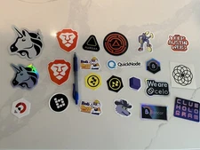 Lot Of Cryptocurrency DeFi Stickers, Phantom Wormhole Uniswap Ethereum Bitcoin