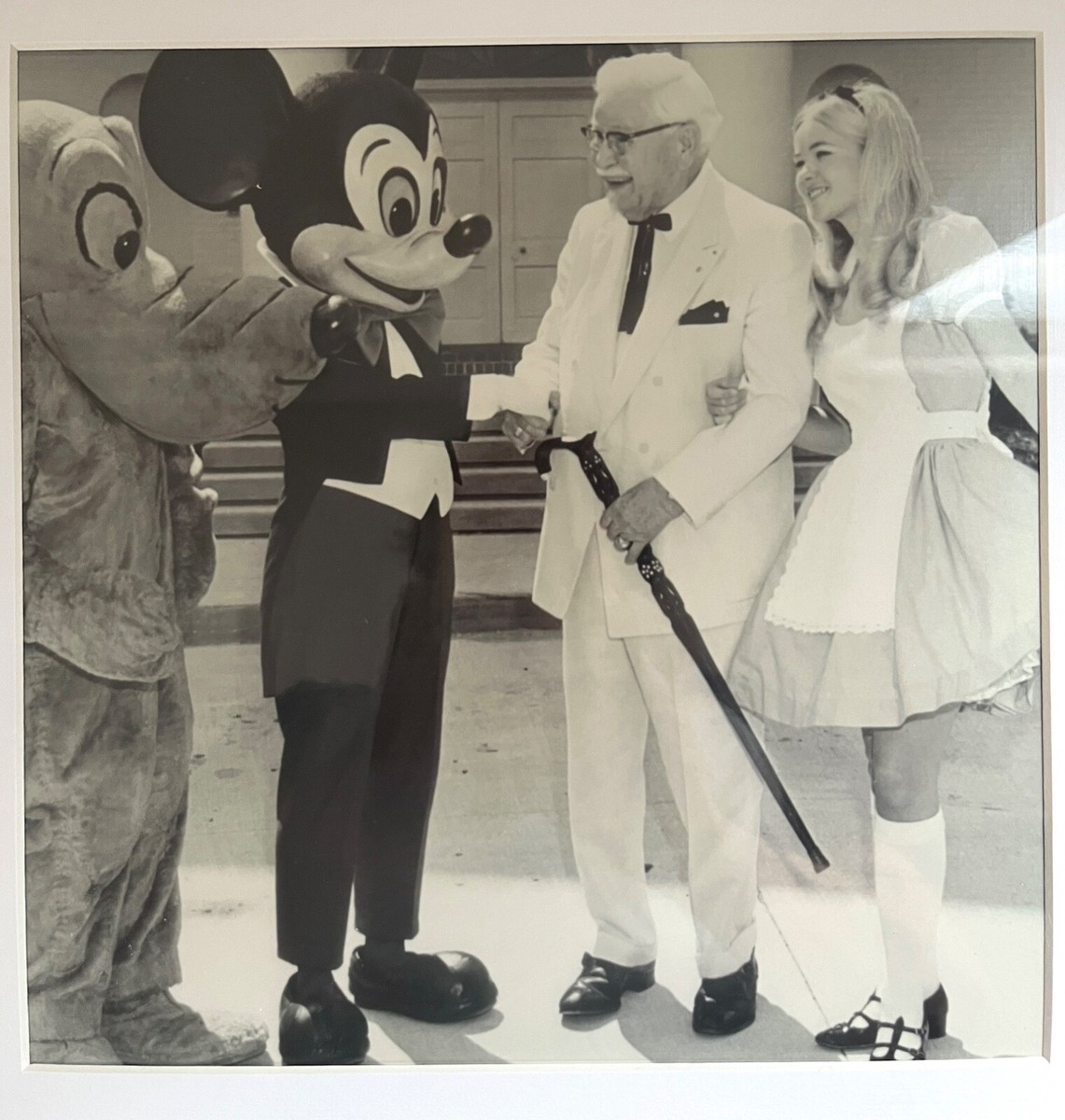 KFC ORIGINAL COLONEL SANDERS & MICKEY MOUSE *FRAMED B&W PHOTO* 16