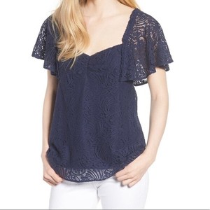 lace flutter sleeve top