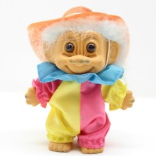 Happy Birthday Clown 5" Russ Berrie Troll Doll Figure 18317 Blue Hair 90s Hat