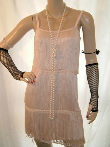 29/8 NEW PEACH H+M LINGEREIE STRAP FRINGE TASSEL FLAPPER 1920 HEN PARTY  DRESS 10 | eBay