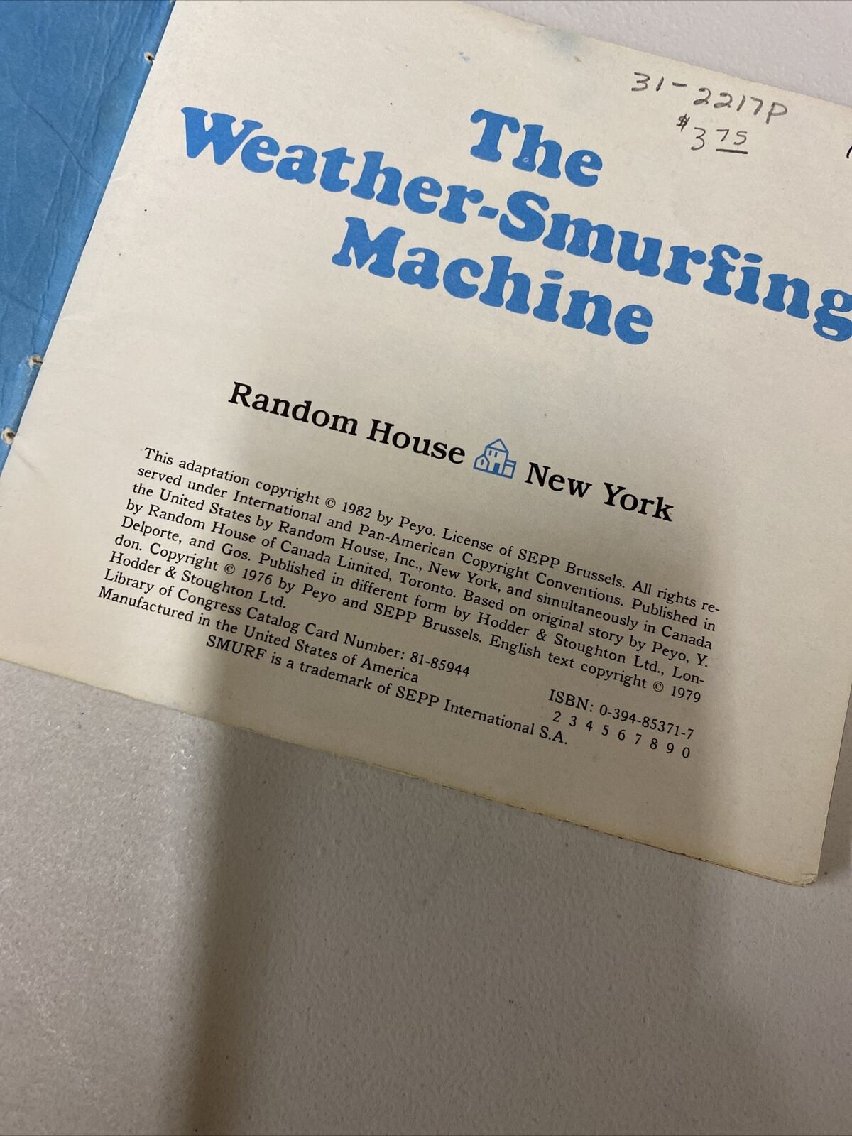 The Weather-Smurfing Machine by Peyo - Paperback - first - 1982 - from The  FW Collections (SKU: H543)