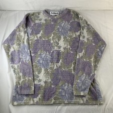 Oversized Sz Large (16-18) Silvana G Vtg Italian Lambswool Angora Floral Sweater