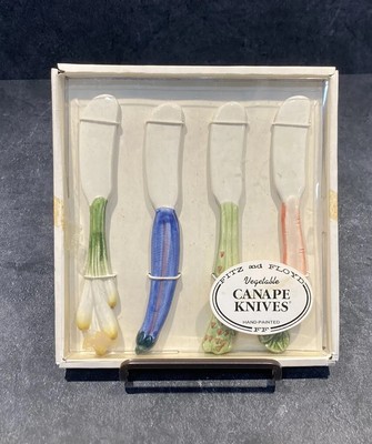 VTG Fitz & Floyd Canapé Knives Ceramic Hand Painted 5 3/4''