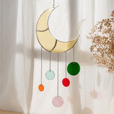 Stained Glass Moon Phase, Moon Suncatcher, Window Decor, Handmade Glass