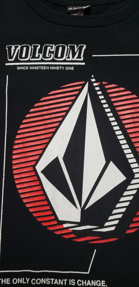 Volcom Stone Men's Large Black T Shirt Retro Big Striped Logo - Image 2 of 4