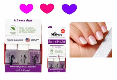 Dr Marvey LIGHT & BRIGHT Yellow Stained Nail Brightener Polish CPR Whitener Gel