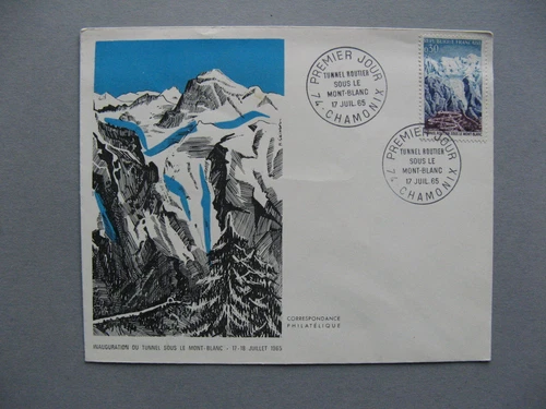 FRANCE, cover FDC 1965, Tunnel under the Mont Blanc, traffic