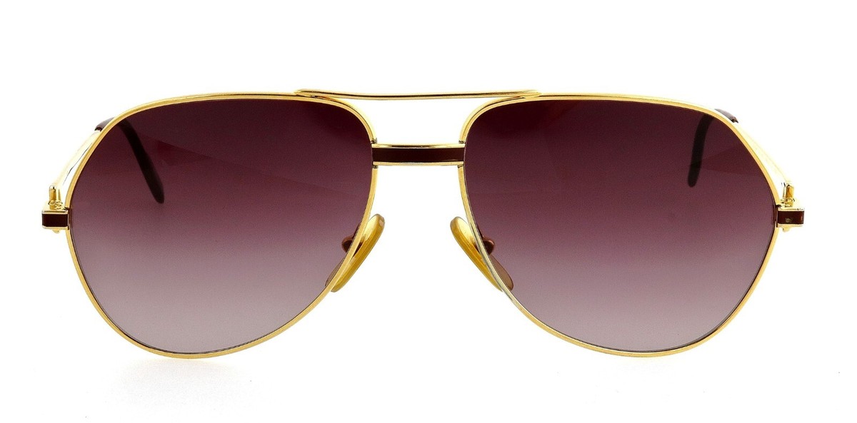 Vintage CARTIER C Decor 59mm 23K Gold Laque Aviator Sunglasses