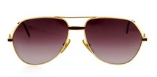 Vintage CARTIER C Decor 59mm 23K Gold Laque Aviator Sunglasses France Excellent