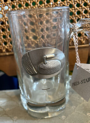 Pres-Star Curling Beer Mug Stein - Pewter Emblem NEW NWT Made in Canada