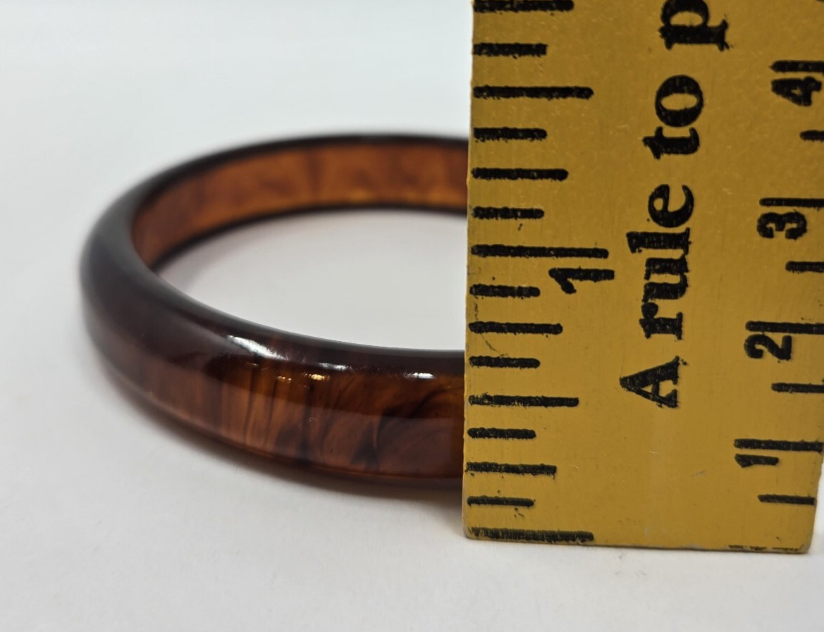 Bakelite Bangle Bracelet Brown Translucent Swirl … - image 4