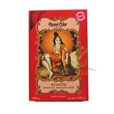 HENNE PARIS Henna Haarfarbe Farbpulver Mahagoni 100g Unisex Herren Damen Ammoniakfrei