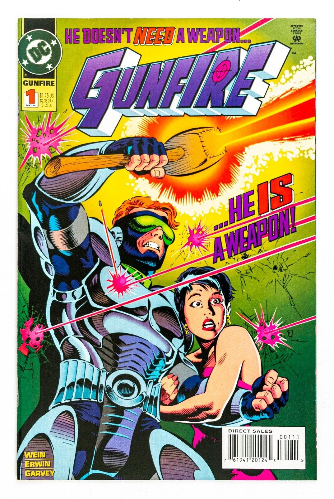 Gunfire #1 (1994 DC 1st Print) He's a Weapon! Len Wein & Steve Erwin! Unread! NM
