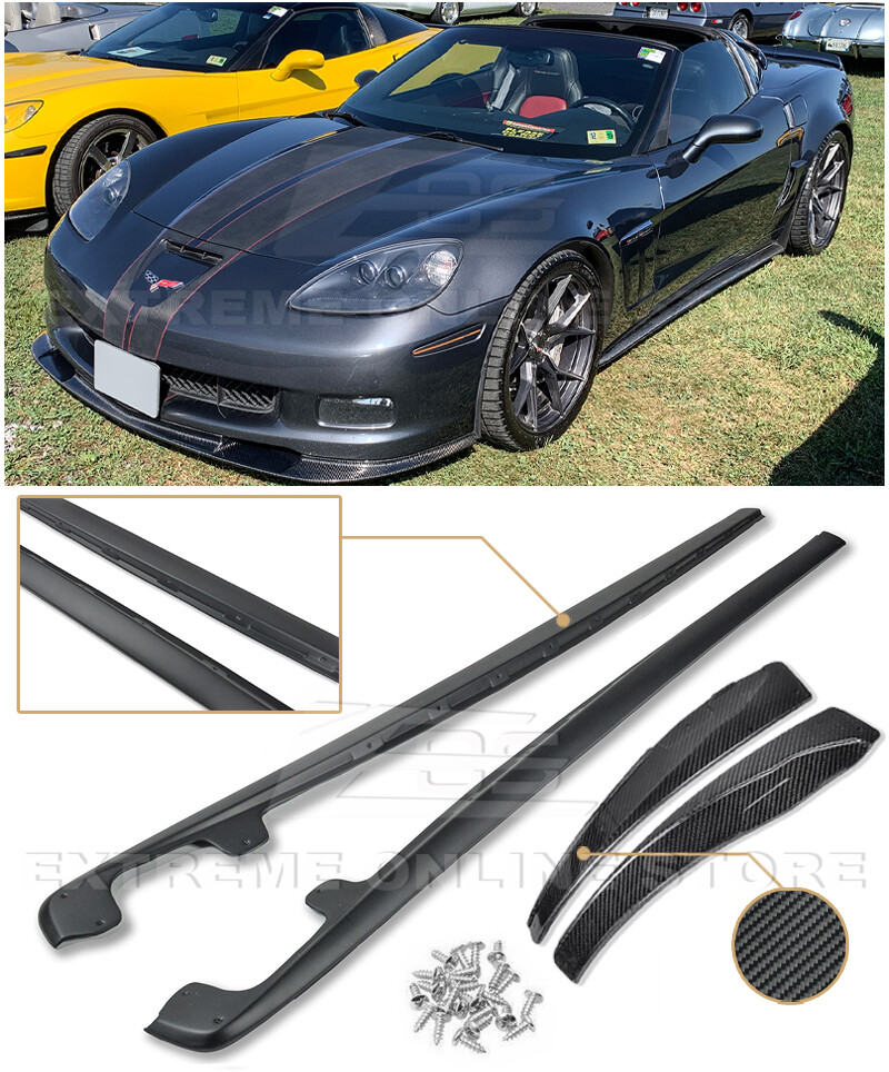 Carbon Fiber Side Skirt Mud Flaps For 2005-2013 Chevy Corvette C6 (Grand Sport, Z06, ZR1 Style) - Pair