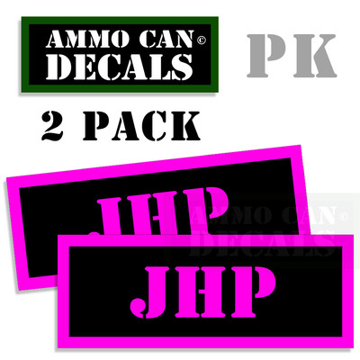 JHP Ammo Can Decals Jacketed Hollow Point Ammunition Ammo Can Labels 2pack PK 3''