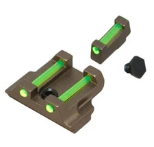 Tan Anodized Aluminum Front & Rear Sight with Green Fiber For G17 G19 G26