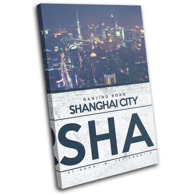 Shanghai Night  City SINGLE Leinwand Wand Kunst Bild drucken