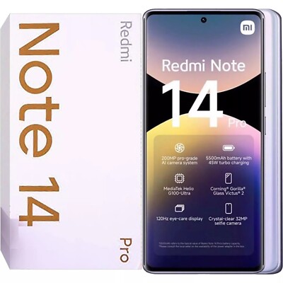 Xiaomi Redmi Note 14 Pro 4G Aurora Purple 256GB + 8GB Dual-SIM entsperrt NEU