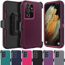 For Samsung Galaxy S21 Ultra S21  5G Heavy Duty Phone Case Cover / Clip Holster