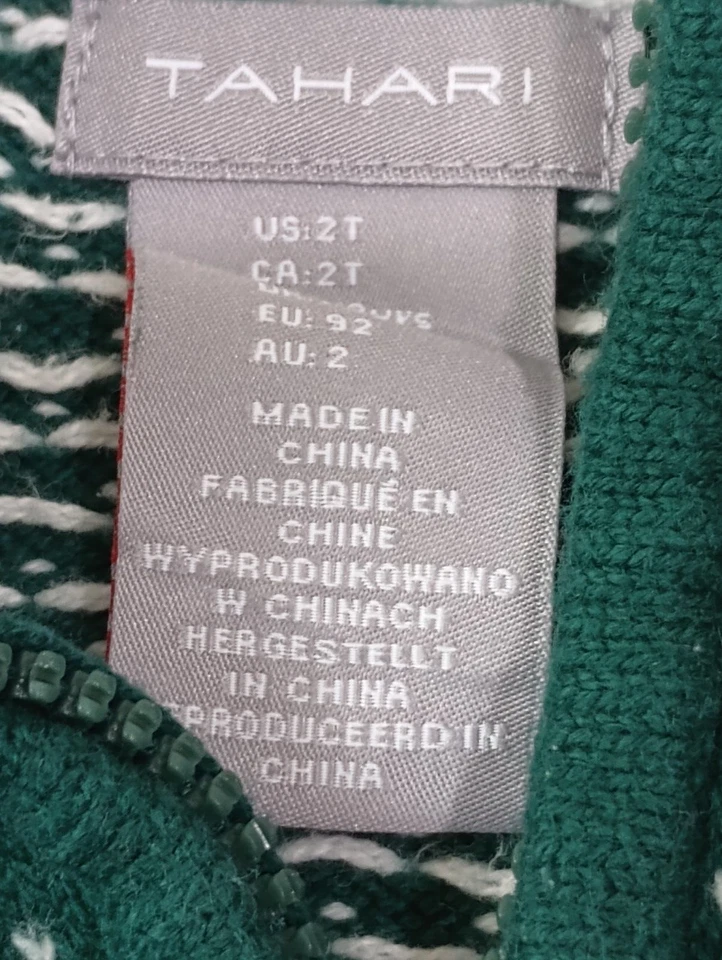 Suéter Tahari Chal Cuello Isla Justa 1/4 Cremallera Unisex Niño/Niña Talla 2T Foto 3 de 4