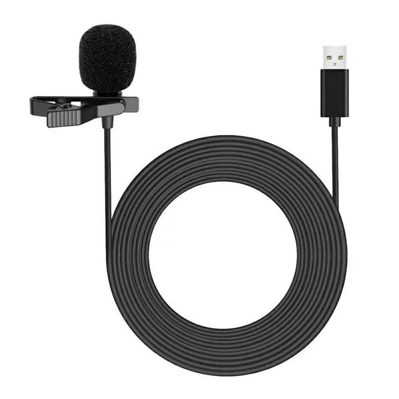 USB 2.0 Mic Microphone Clip-on Lapel Mini Lavalier PC For Recordings - UK