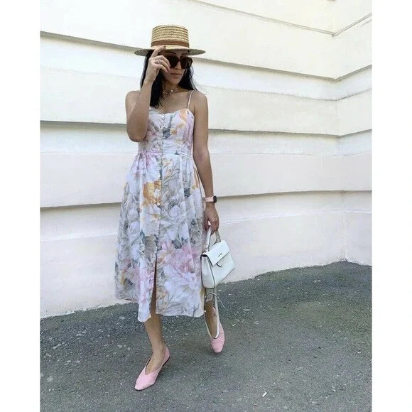 loose linen dresses Embroidered Loose V-neck White Linen Dress L / White