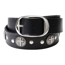 Milwaukee Leather 7108 Men's 'Don't Thread On Me' Black Leather Belt, 1.5" Wide