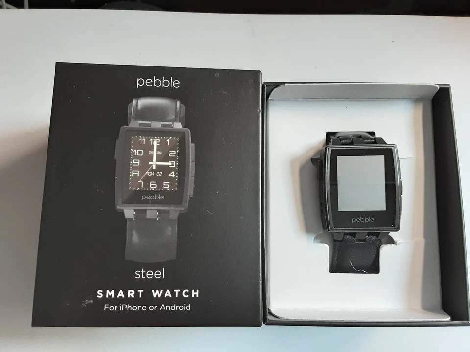 Original Pebble Smart Watch Steel Schwarz Model 401B - Bild 2 von 4