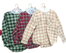 Women's Hooded Flannel Size Medium 8-10 NWT! Time And Tru, 3 pack