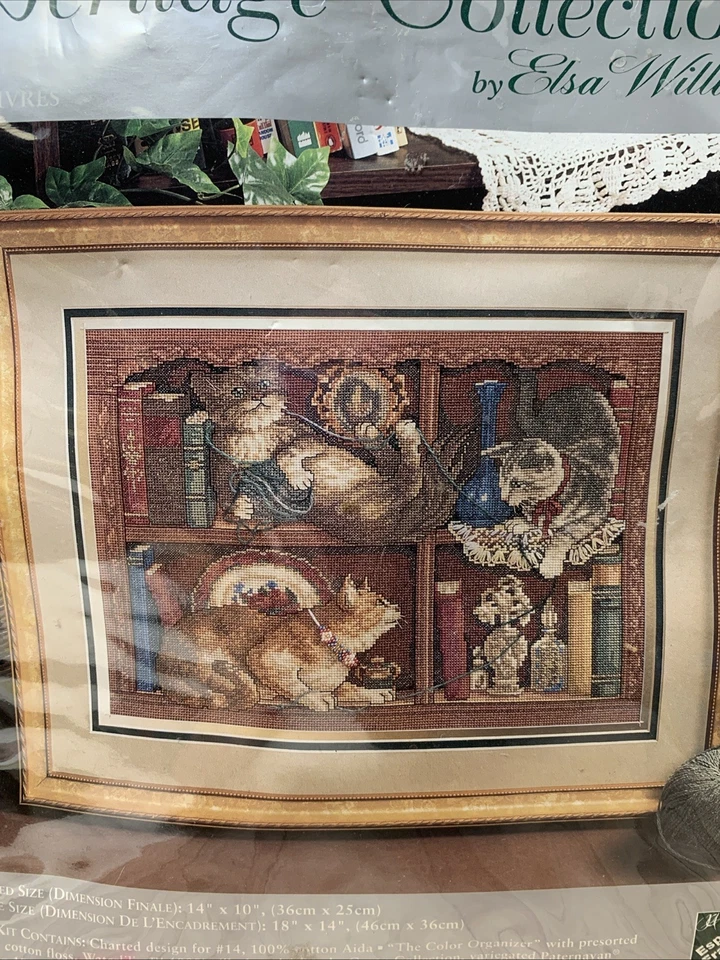 Colección Heritage Sujetalibros Elsa Williams Contado Punto de Cruz 03223 Gatos 1999 Foto 2 de 4